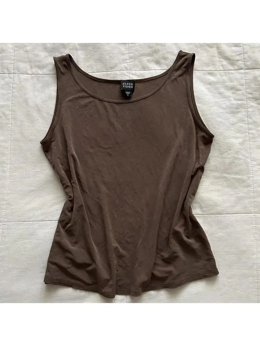 Eileen Fisher brown silk tank top Size Small - Picture 1 of 6